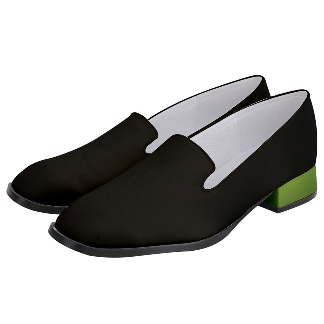 Classic Loafer Low Heels - Black and Green