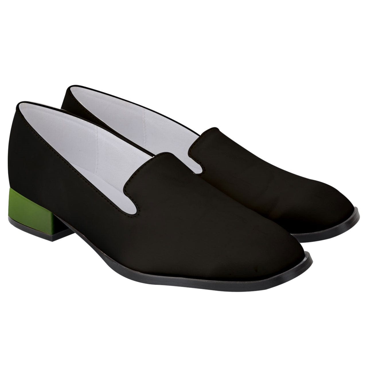 Classic Loafer Low Heels - Black and Green