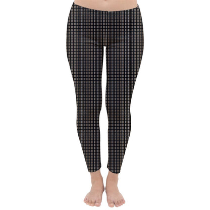 Classic Winter Fleece Lined Leggings - Tartan Brown