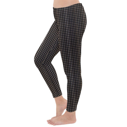 Classic Winter Fleece Lined Leggings - Tartan Brown