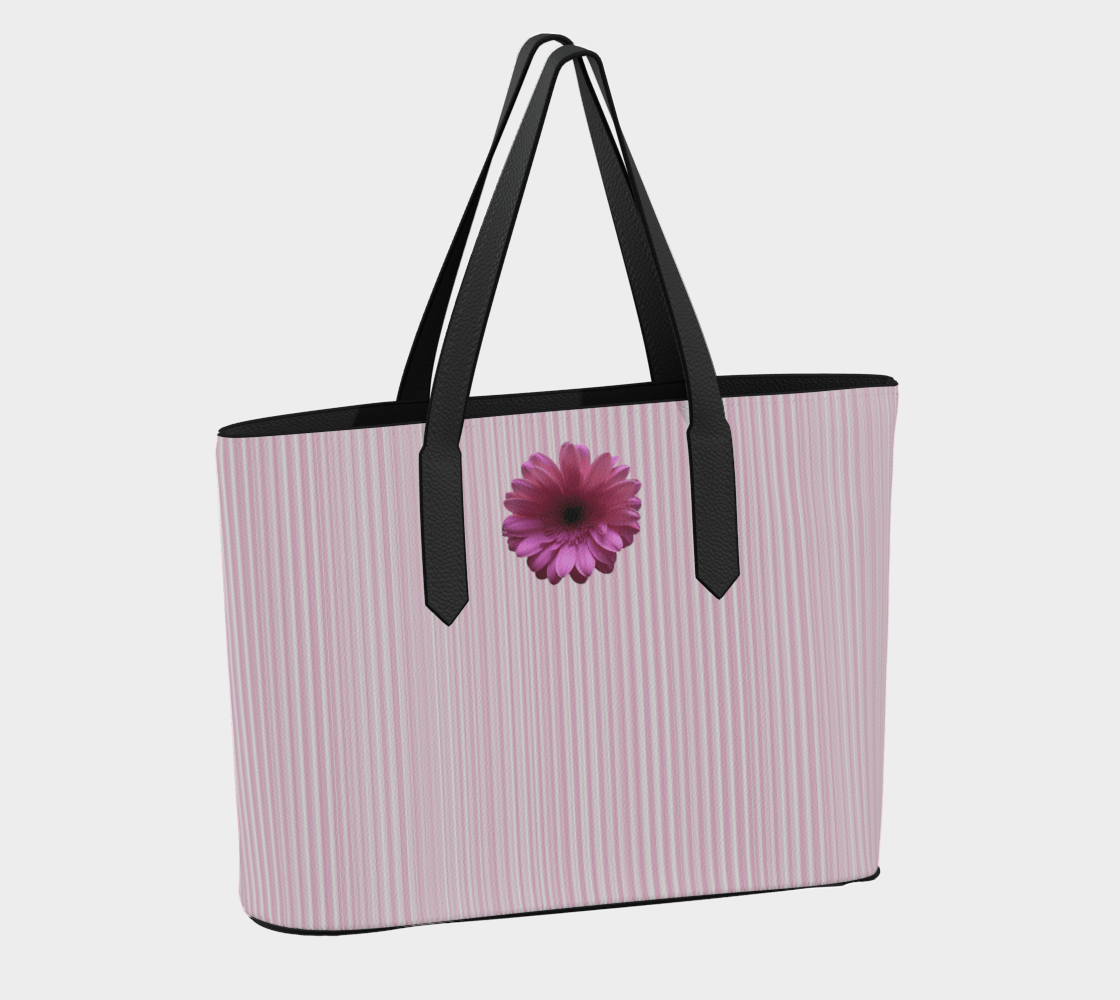FLOWERS - Leather large tote bag - Striped pink 🇨🇦