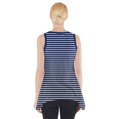 FLOWERS - Side Drop Tank Tunic Navy and white stripes