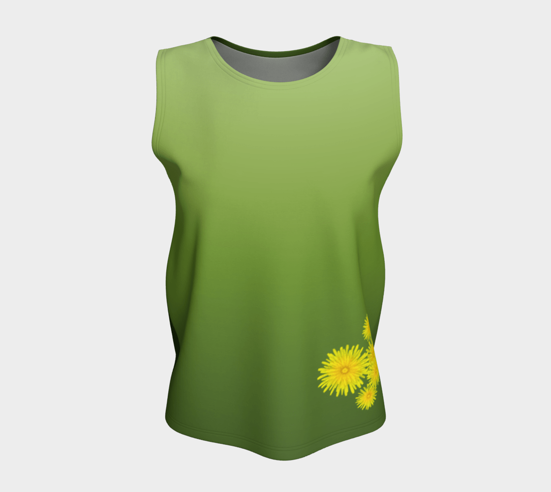 FLOWERS - Sleeveless Blouse - Green & Yellow