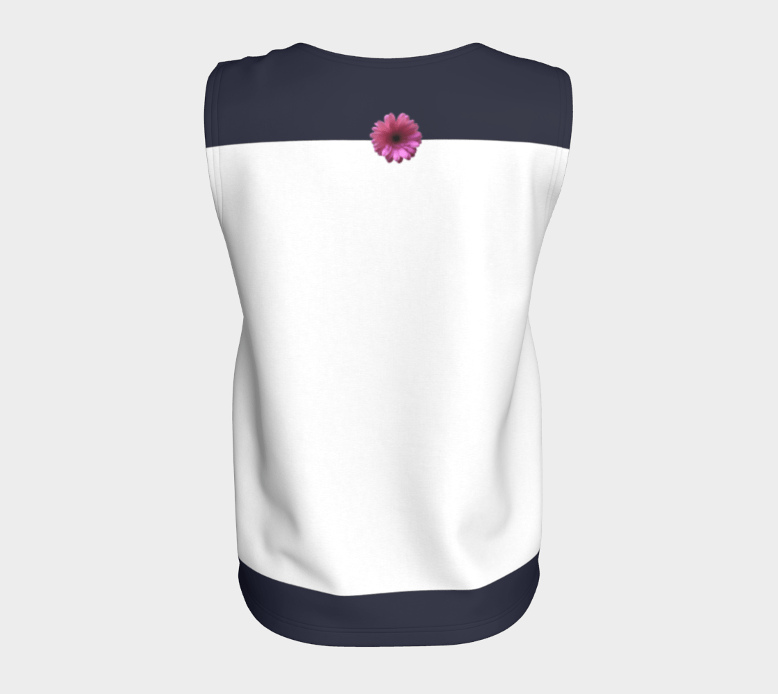 FLOWERS - Sleeveless Top - White, Navy & Pink