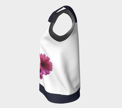 FLOWERS - Sleeveless Top - White, Navy & Pink