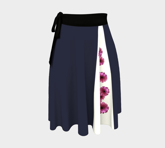 FLOWERS - Wrapped Skirt - Navy, White & Pink