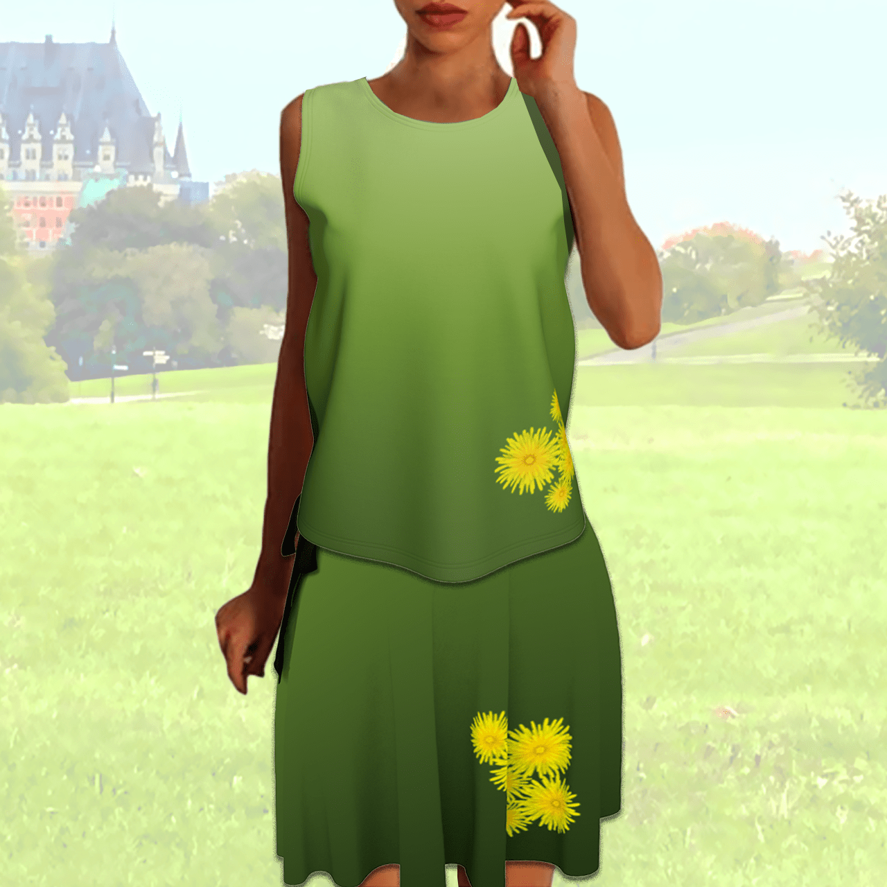 FLOWERS - Wrapped Skirts - Green & Yellow