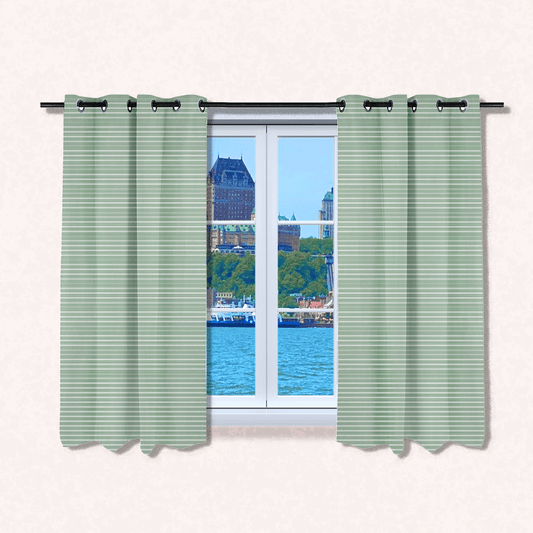 Opaque Window Curtains (Small 72") - sage green striped