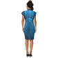 Party Dress - Vintage Frill Sleeve V-Neck Bodycon Dress - Ice Queen Blue