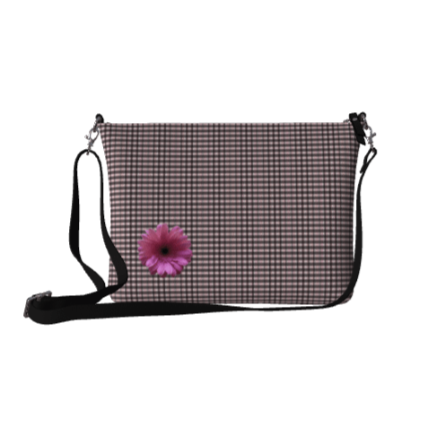 Pink Flowers Shoulder Strap hand bag - made in  Montreal, Canada