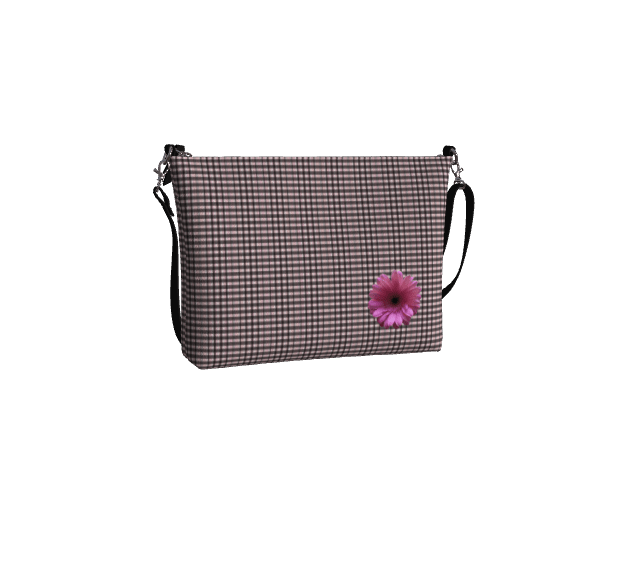 Pink Flowers Shoulder Strap hand bag - made in  Montreal, Canada