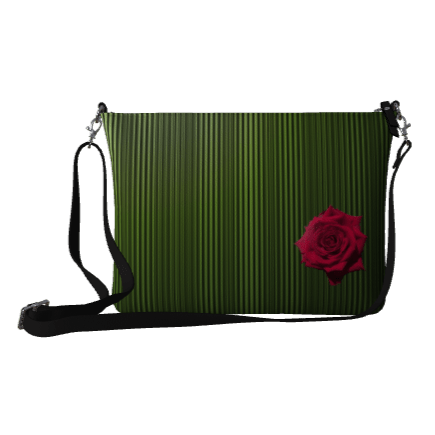 Rose Striped Green Shoulder Strap hand bag - made in Montreal Canada