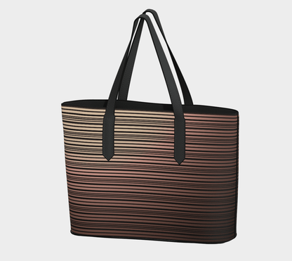 STRIPES - Large Vegan Leather Tote Bag - Old Pink