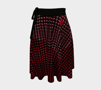 Jupe portefeuille tartan - Rouge