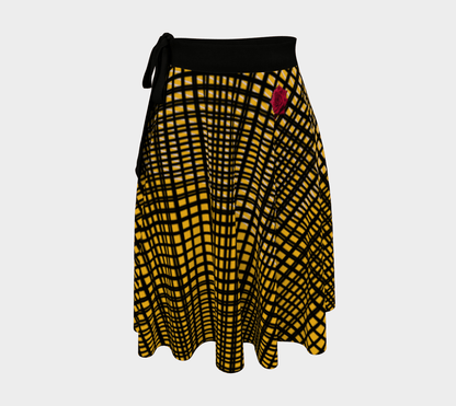 Jupe portefeuille tartan - Jaune