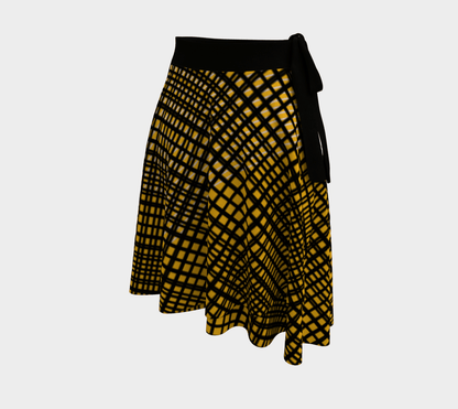 Jupe portefeuille tartan - Jaune