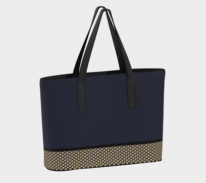 Wheaten Puppy - Large Vegan Leather Tote Bag - Navy Blue 🇨🇦