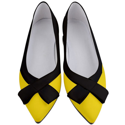 the-wheaten-store-women-s-bow-low-heels-pointed-ballerinas-yellow-and-black-heeled-sandals-33143235707077