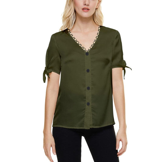 the-wheaten-store-women-s-bow-sleeve-button-up-top-green-button-down-shirts-33006171750597