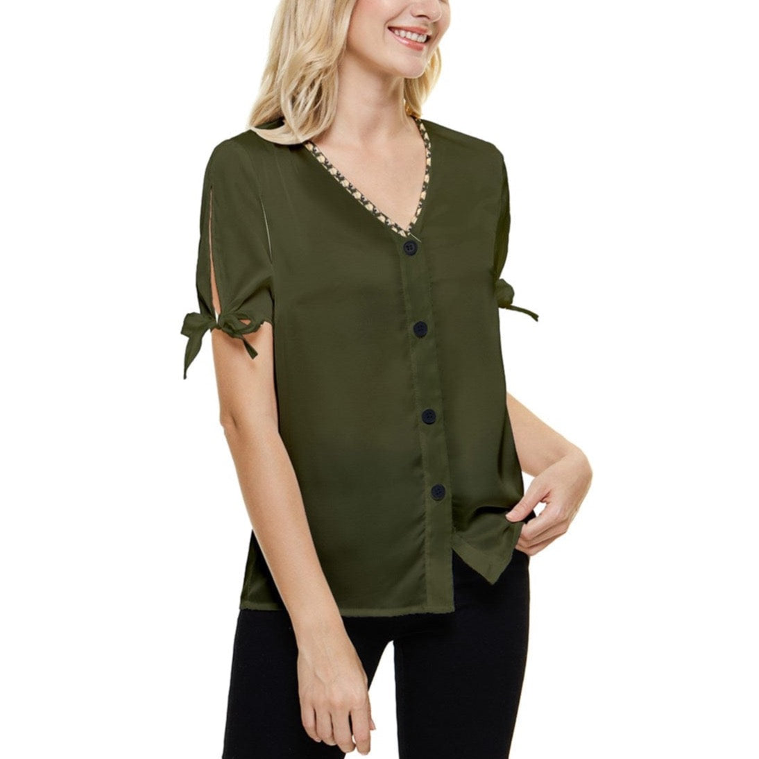 the-wheaten-store-women-s-bow-sleeve-button-up-top-green-button-down-shirts-33006171750597