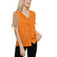 Women's Bow Sleeve Button Up Top - Orange