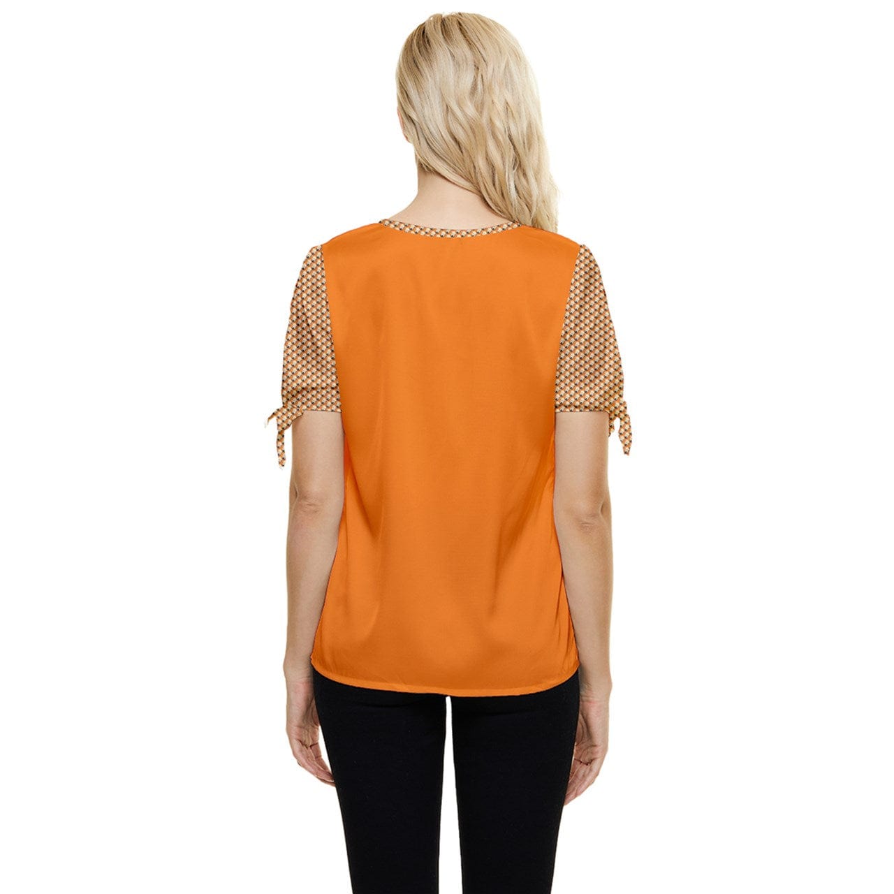 Women's Bow Sleeve Button Up Top - Orange
