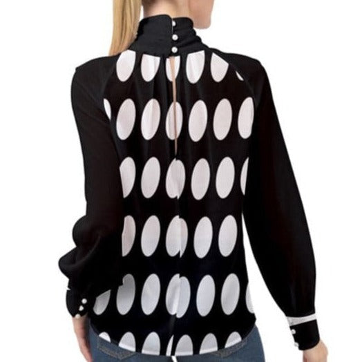 the-wheaten-store-women-s-high-neck-long-sleeve-chiffon-top-black-white-with-maxi-polka-dots-fulltop-33006173225157