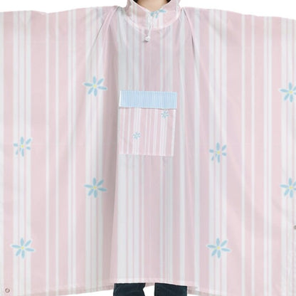 Women's Hooded Rain Poncho - Pink and Blue