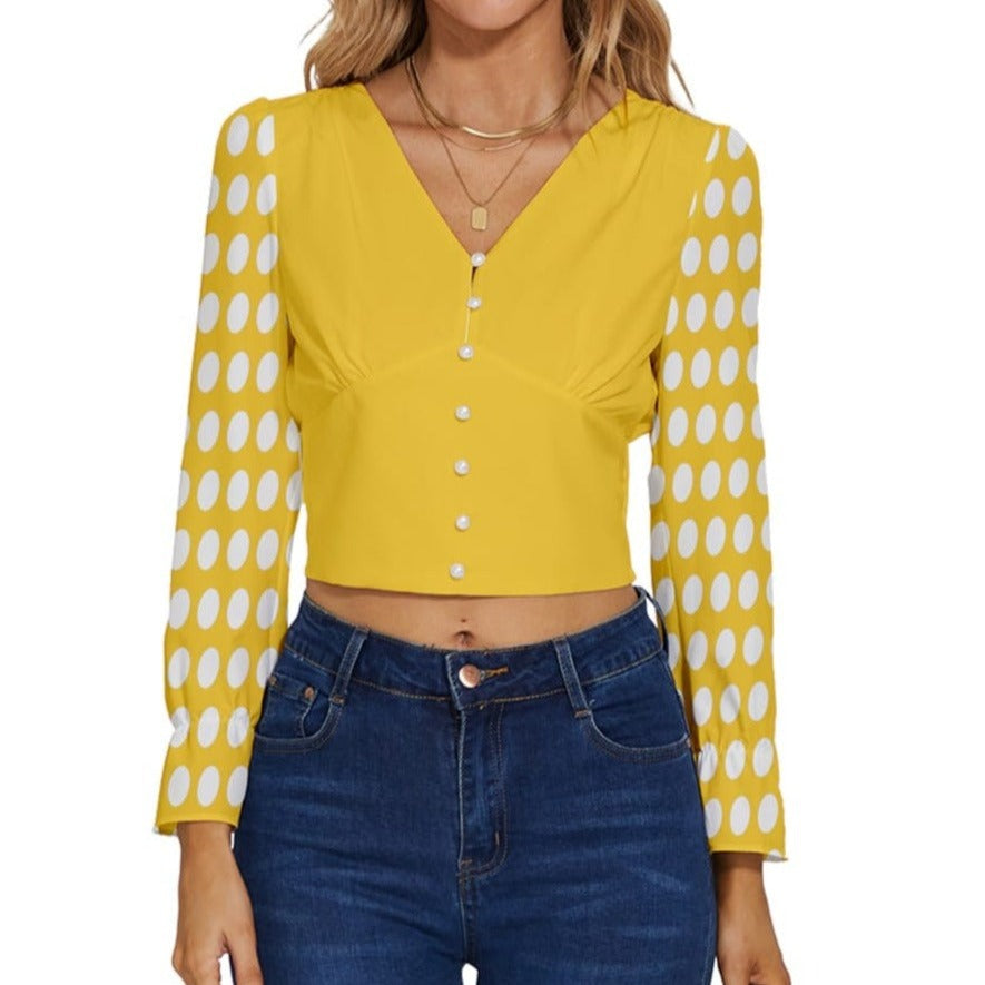 the-wheaten-store-women-s-long-sleeve-v-neck-top-yellow-with-maxi-polka-dots-tank-top-and-cami-shirts-33006177222853