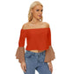 the-wheaten-store-women-s-off-shoulder-flutter-bell-sleeve-top-orange-with-wheaten-puppy-pattern-blouses-33006180696261