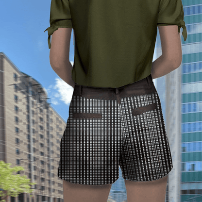 Short Ripstop Femme - Tartan Marron Chocolat