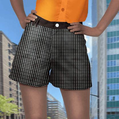 Short Ripstop Femme - Tartan Marron Chocolat