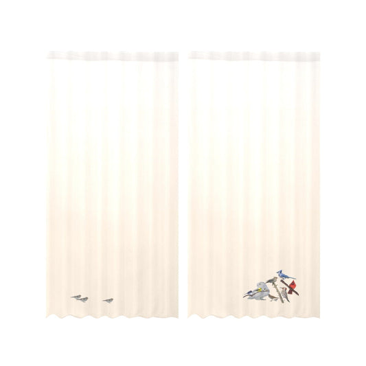 Gauze Curtains Oiseaux du Quebec - Set of 2 - 28x84
