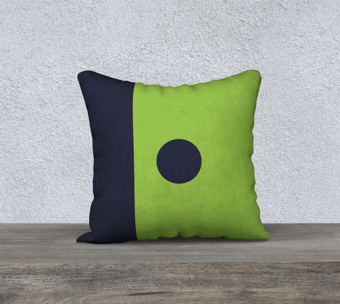 18" Accent Cushion Cover - Green and Navy 🇨🇦