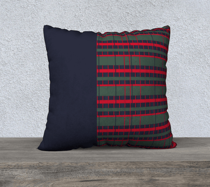 Coussin d'appoint 22x22 Tartan - Bleu Marine et Vert 🇨🇦