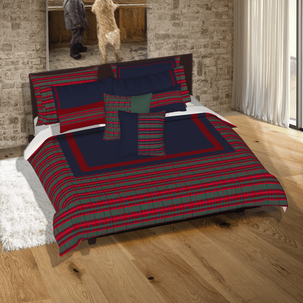 Accent Lumbar Cushion Cover 24x12 Tartan - Red and Navy Blue 🇨🇦