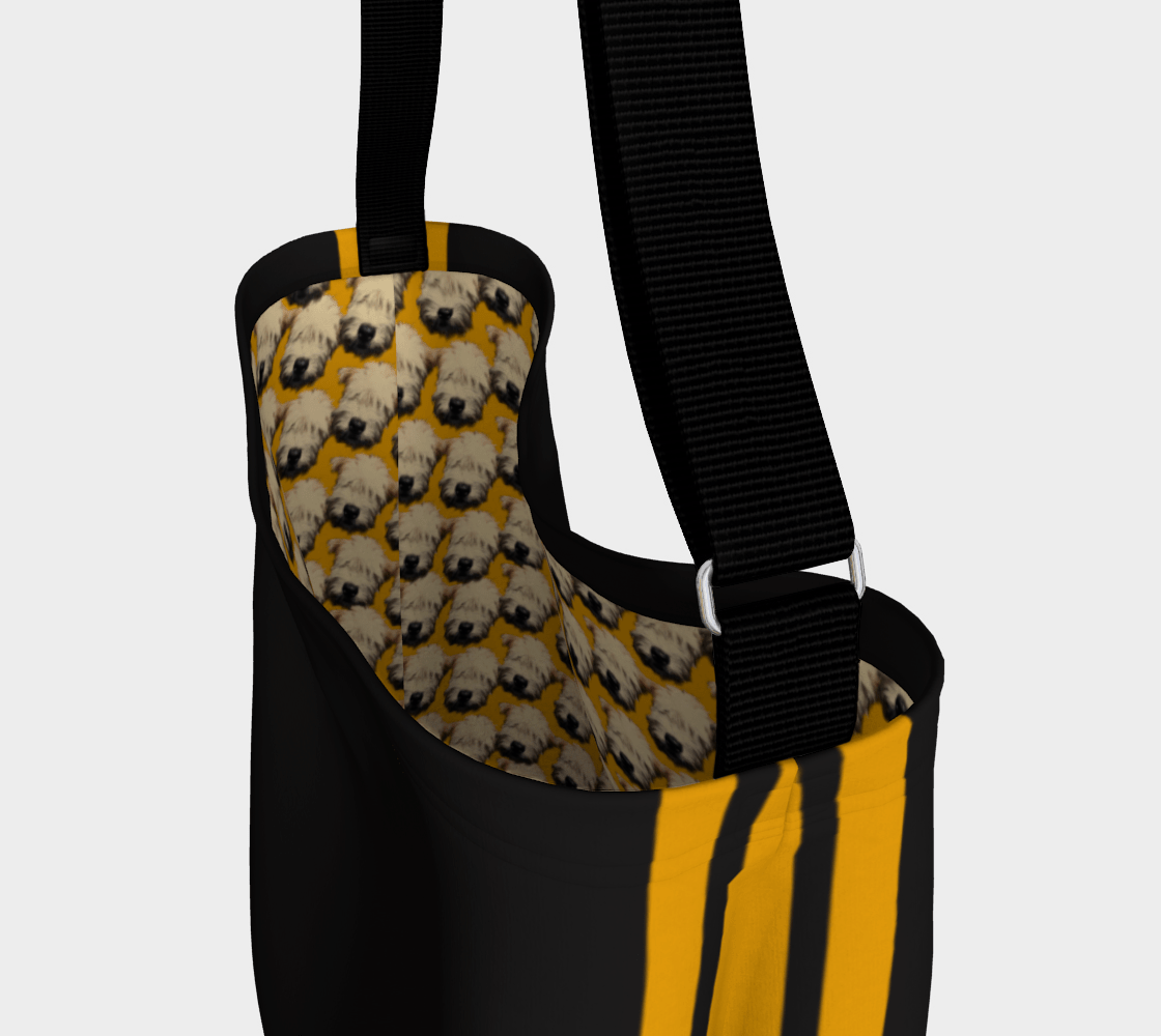 Black & Gold Wheaten Puppy Shoulder bag - the wheaten store - inside super cute gold wheaten puppy design