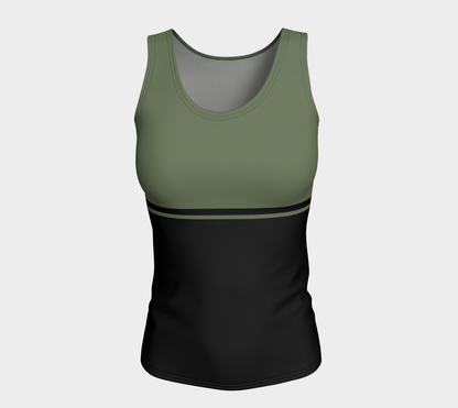 Fitted Tank top - Khaki Green and Black 🇨🇦