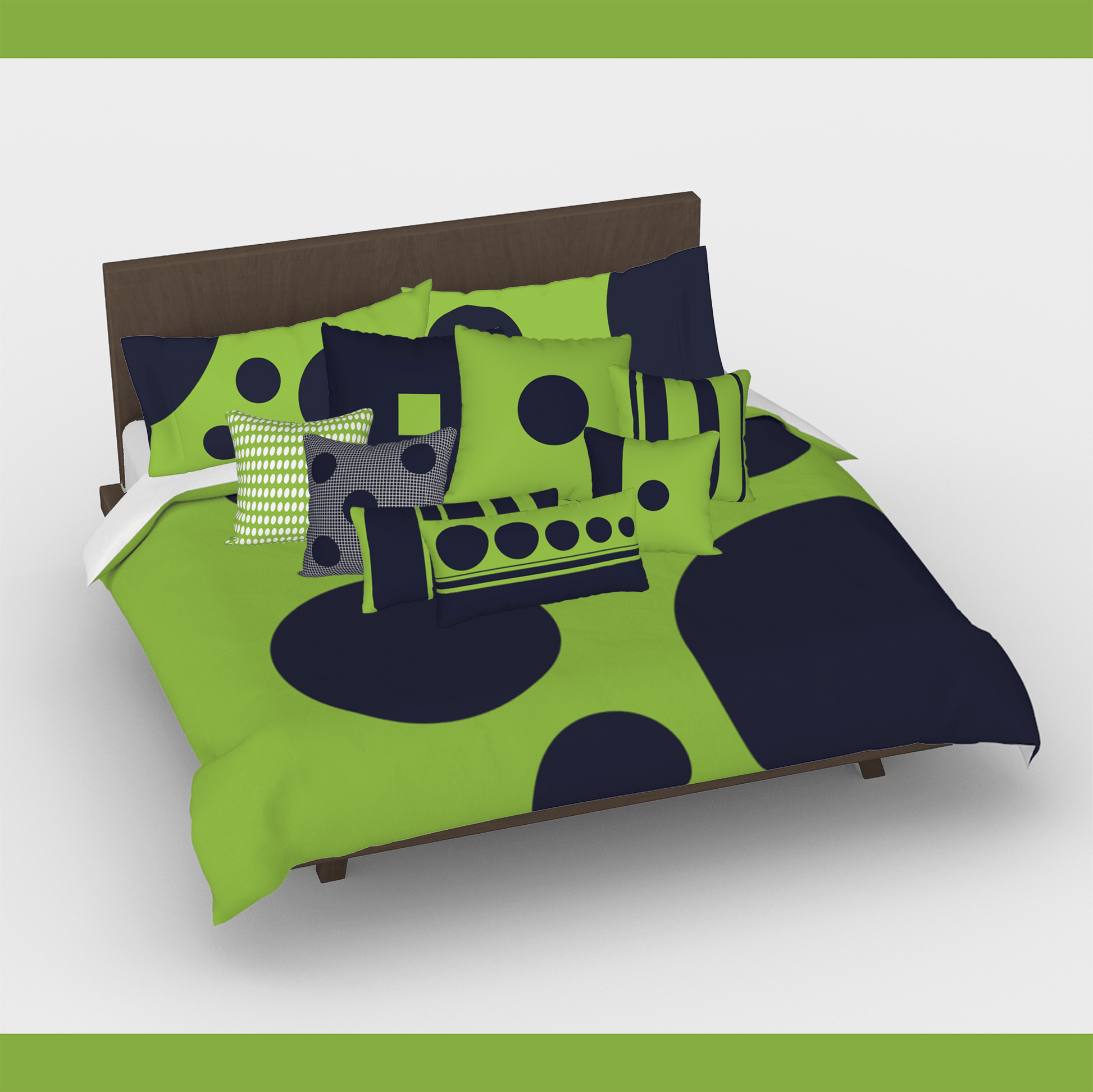 the wheaten store Green and Navy Pillow Case - Bed set