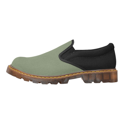 Mocassins Femme Style Martin Vert Kaki et Noir