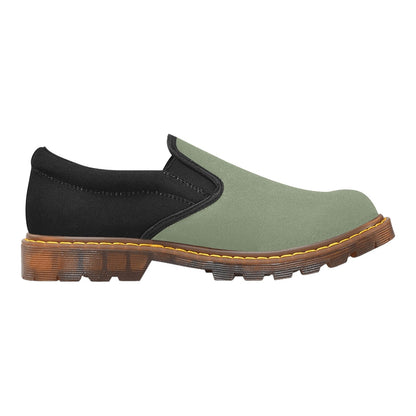 Mocassins Femme Style Martin Vert Kaki et Noir