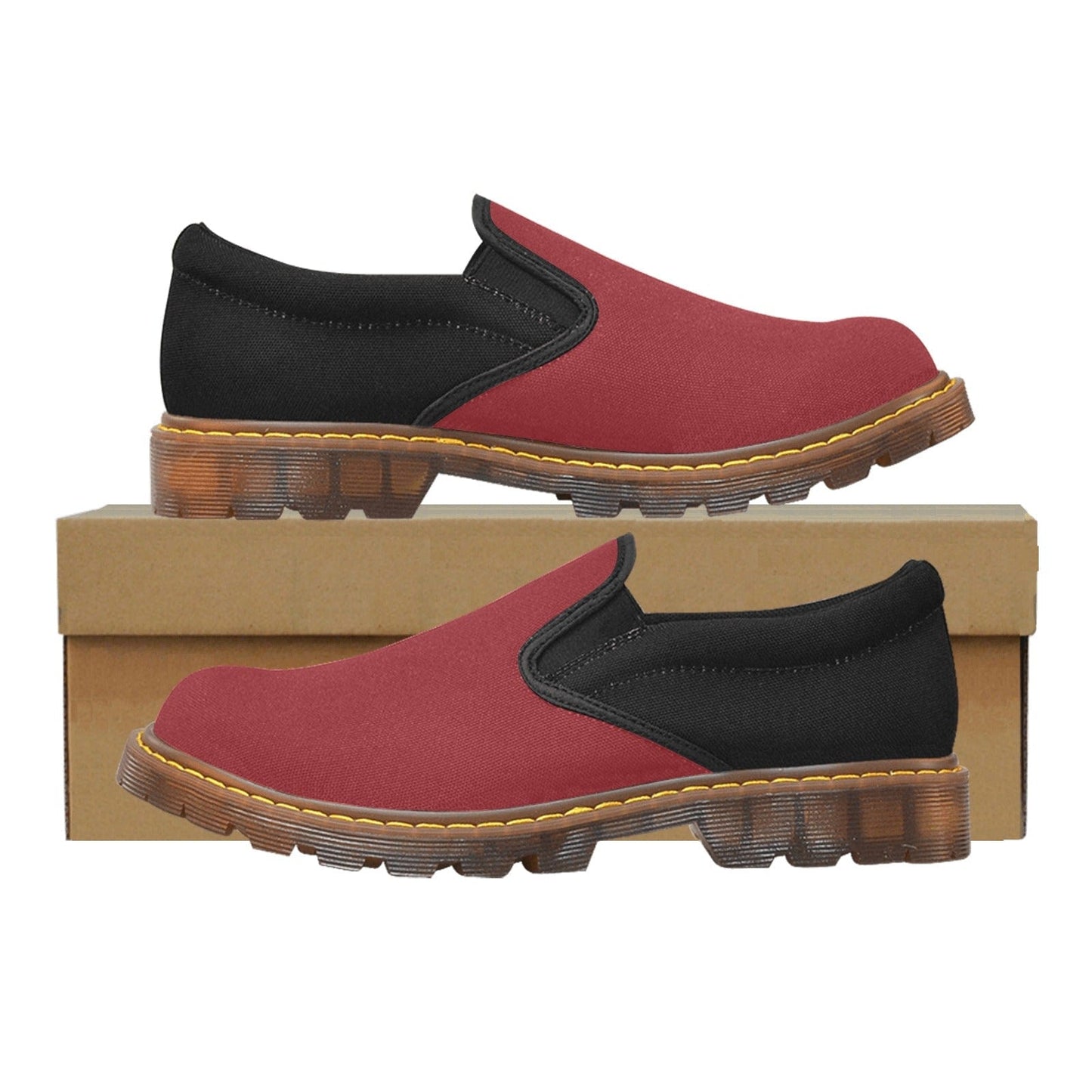 Martin Style Women's Loafers Shoes red and Black Martin