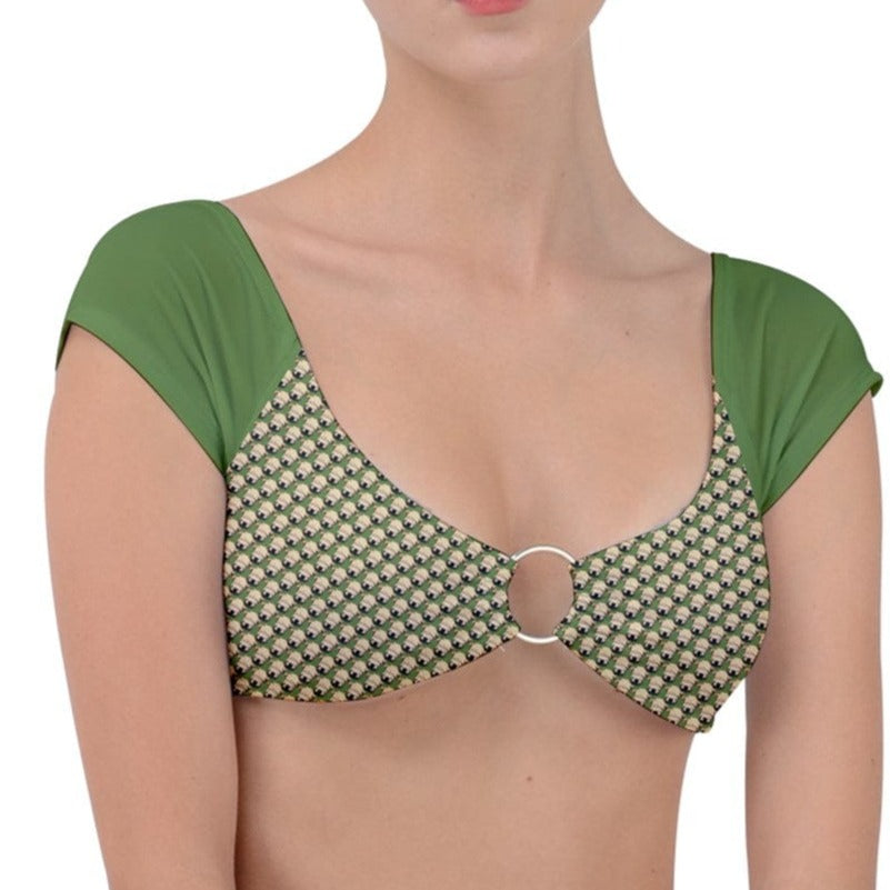 Top - Wheaten Puppy Cap-sleeves Bikini - Green