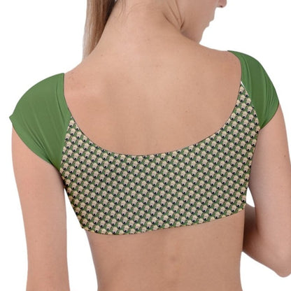 Top - Wheaten Puppy Cap-sleeves Bikini - Green