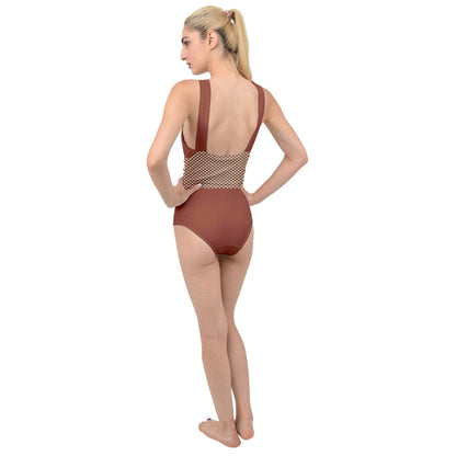 Wheaten Puppy Cross Front Low Back Swimsuit - Brown