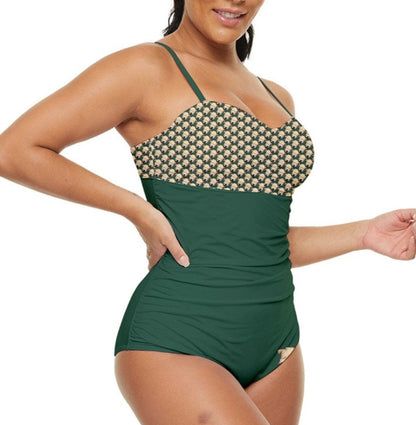 Wheaten Puppy Retro Full Coverage Swimsuit - Green