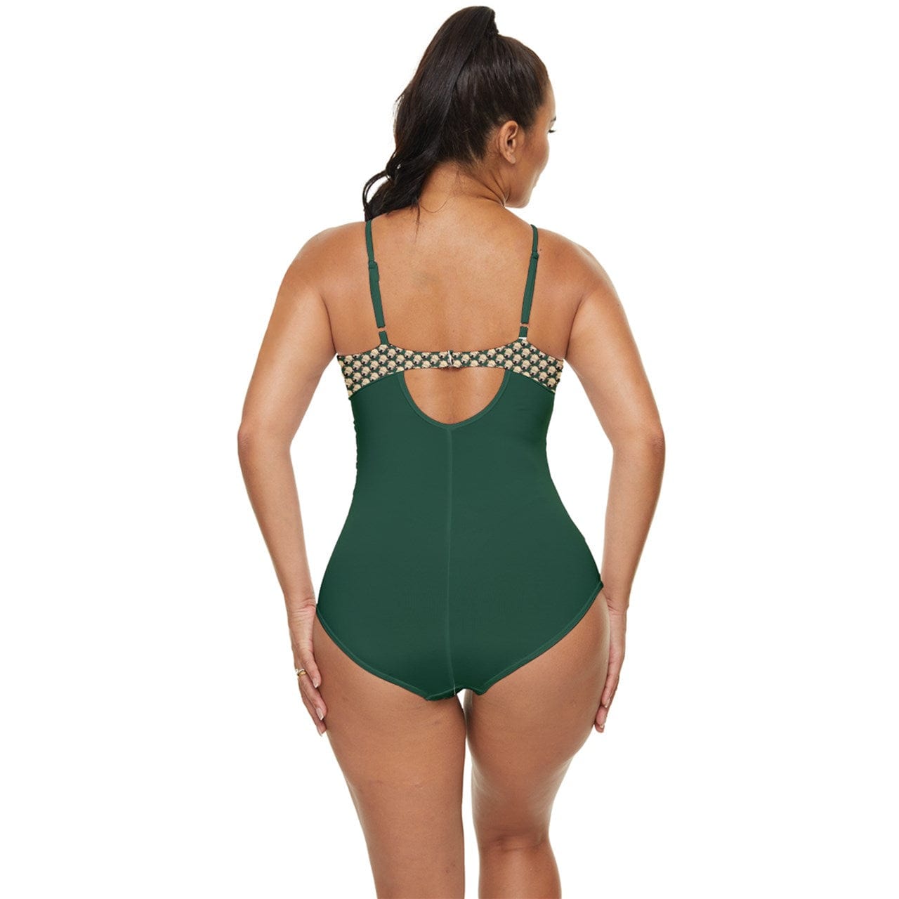 Wheaten Puppy Retro Full Coverage Swimsuit - Green