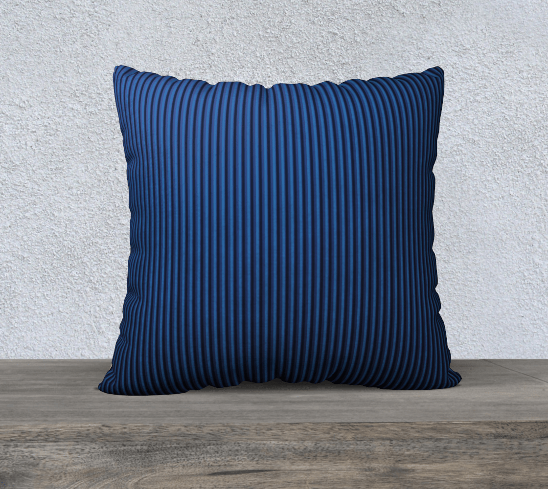 Ocean Blue Square Cushion Cover - Blue and Pink Stripes - 22