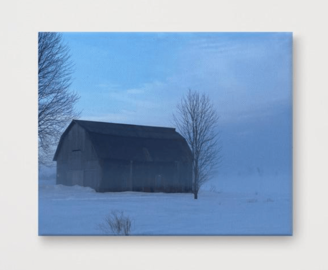 Old barn in snowy field - the wheaten store