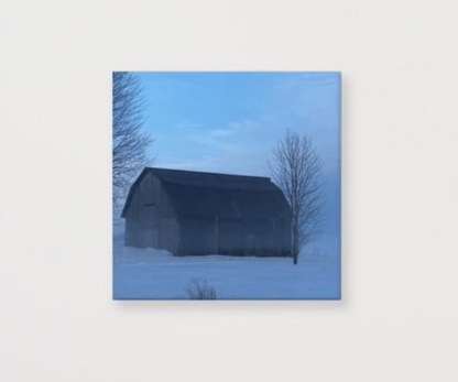 Old barn in snowy field - the wheaten store